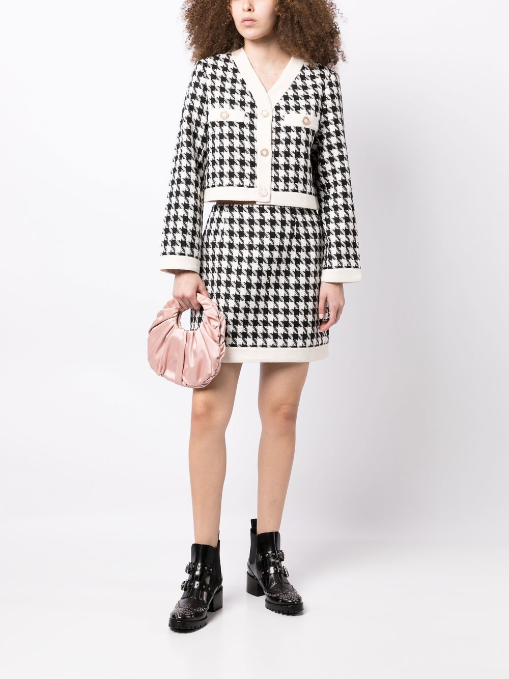 Shop B+ab Houndstooth Cropped Tweed Jacket In Black