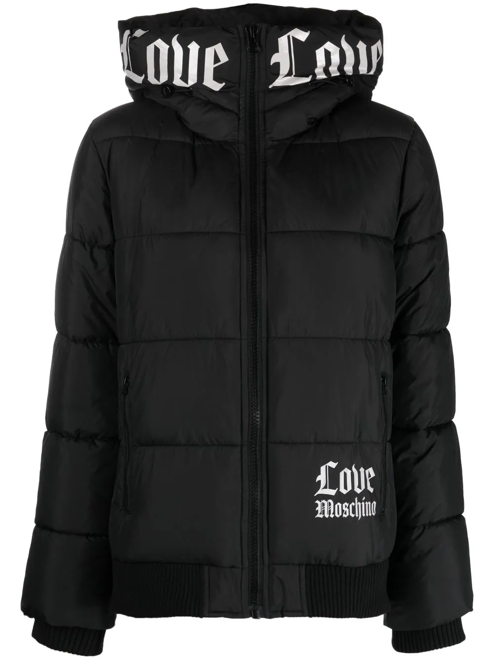 

Love Moschino logo-print hooded puffer jacket - Black