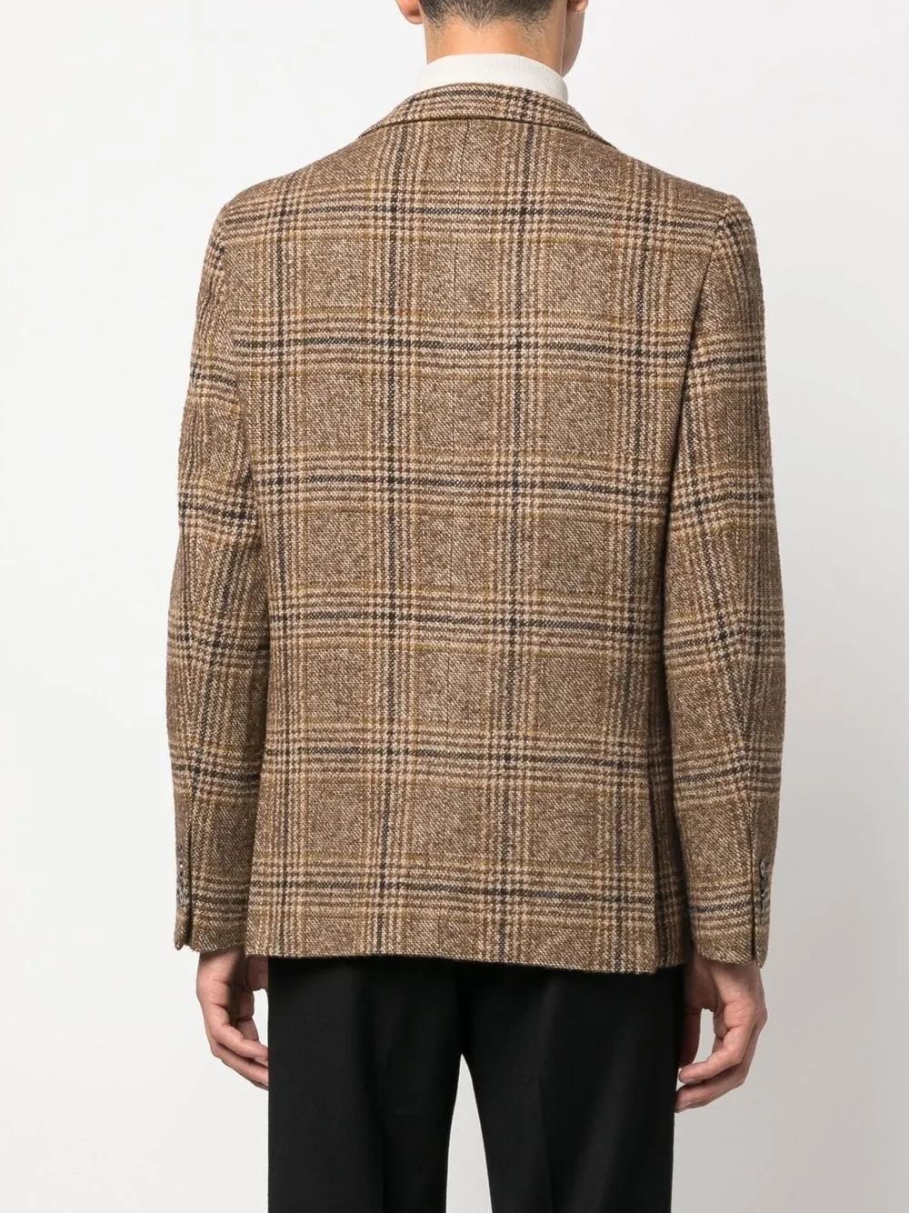 Officine Generale Plaid-check Single-breasted Blazer In Brown
