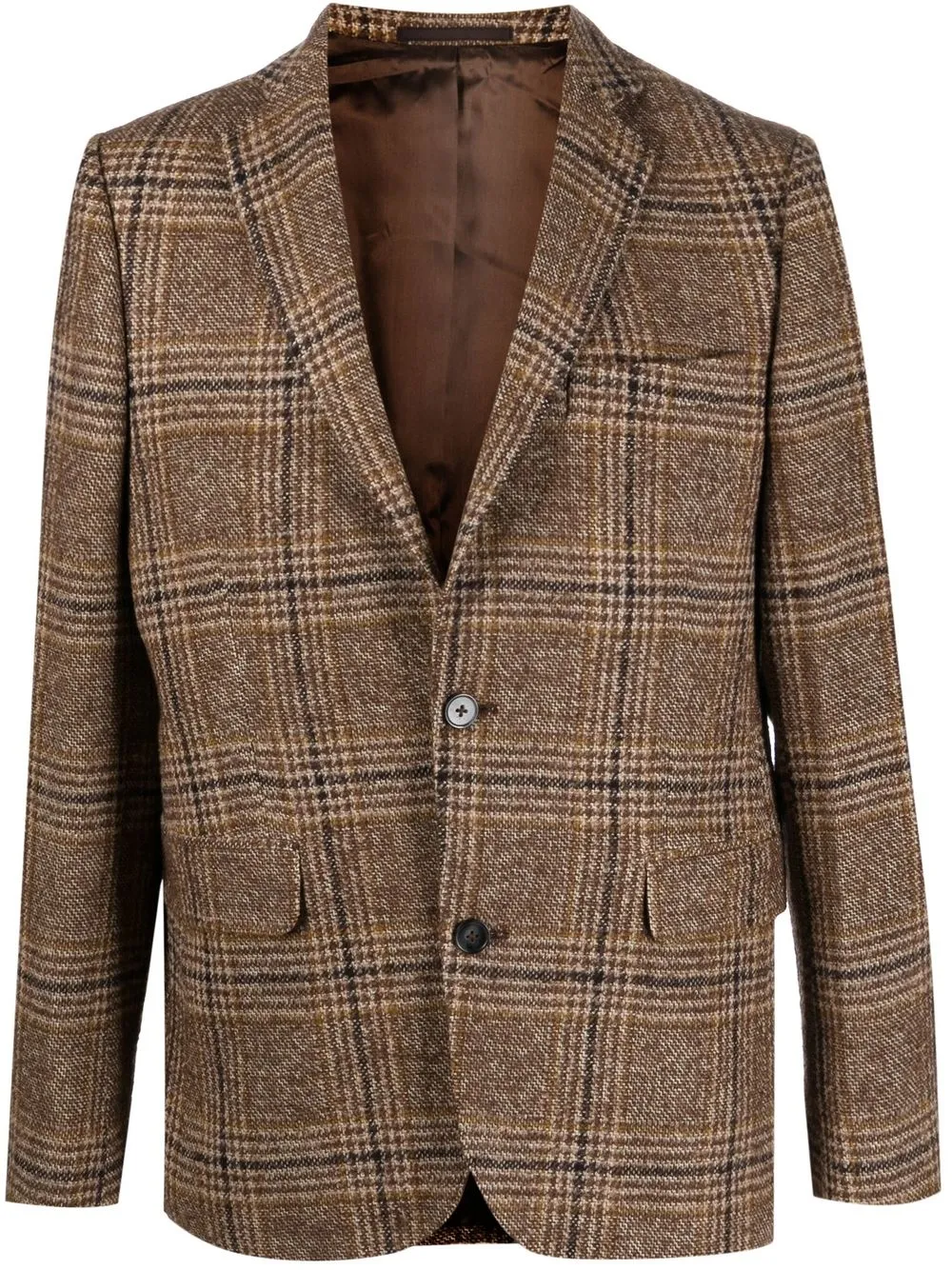 

Officine Generale plaid-check single-breasted blazer - Brown