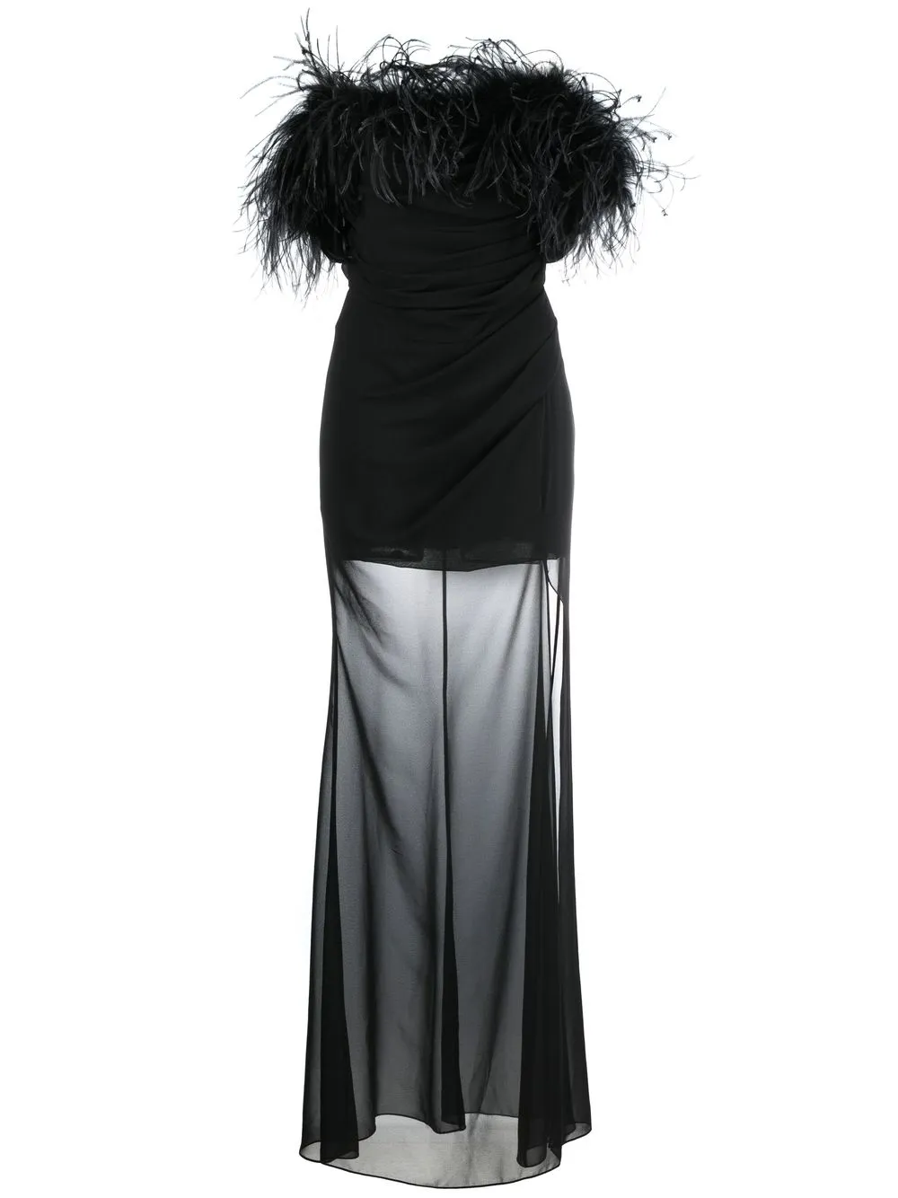 

Giuseppe Di Morabito feather-trim evening gown - Black
