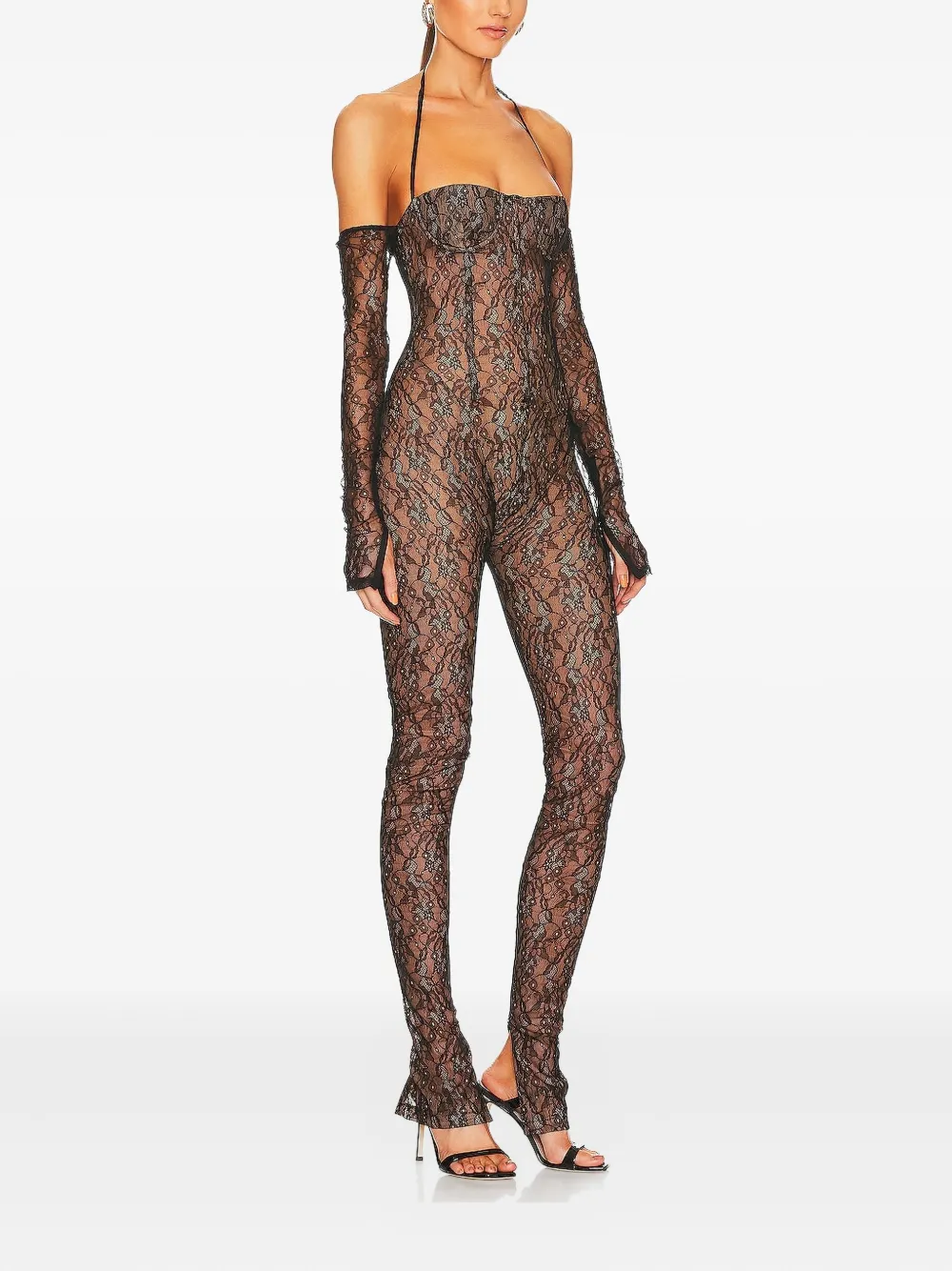 LaQuan Smith lace jumpsuit - Zwart