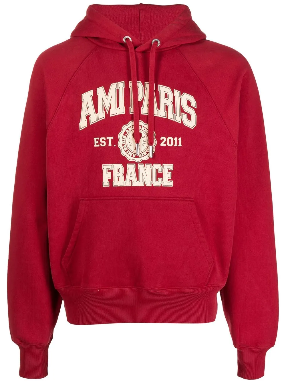 

AMI Paris logo-print drawstring hoodie - Red