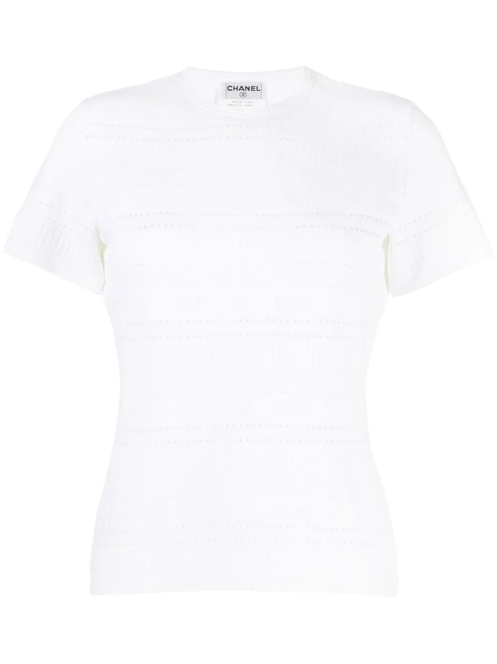 

Chanel Pre-Owned 1997 perforated logo knitted top - White