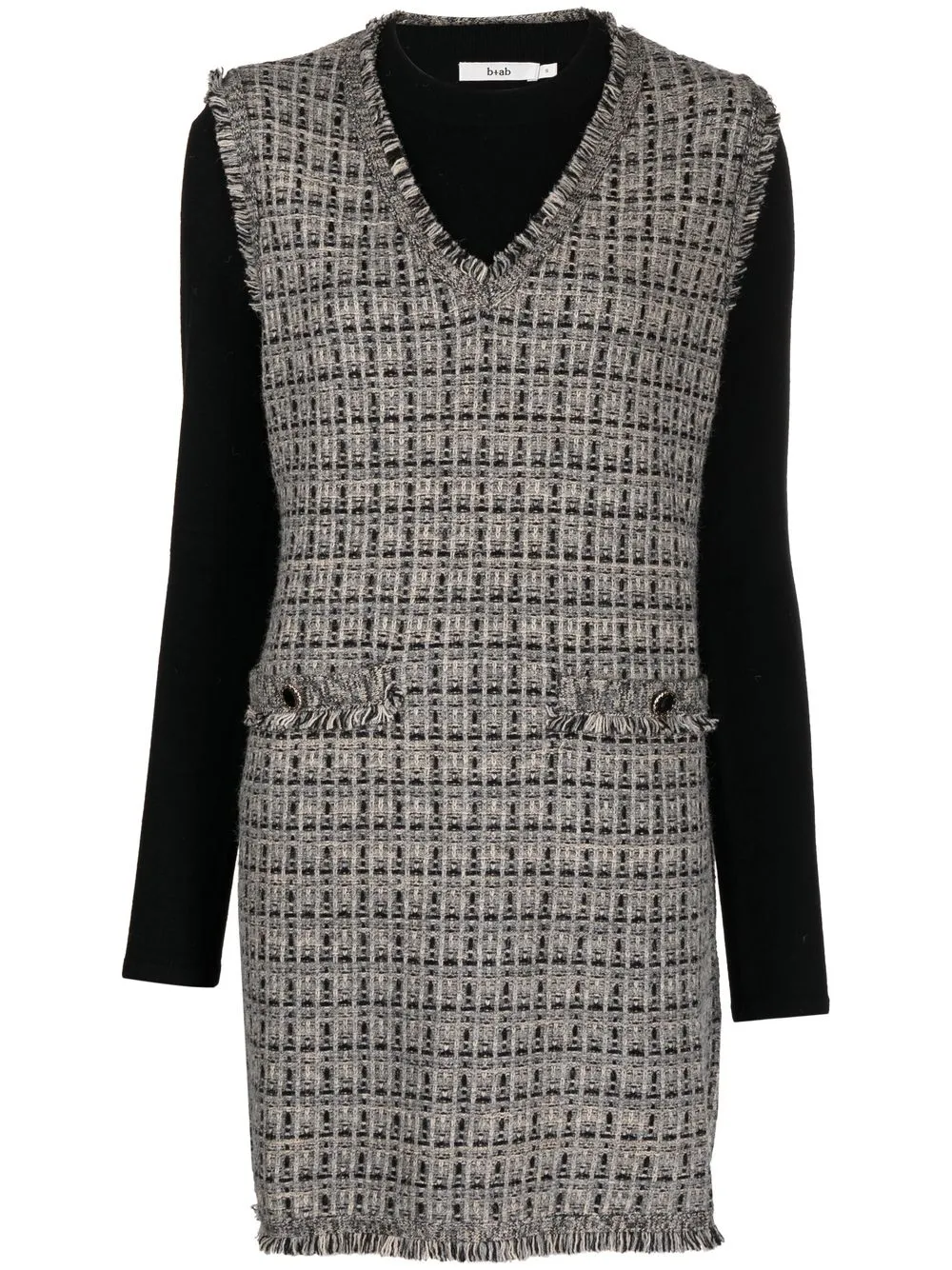 

b+ab tweed long-sleeve dress - Black