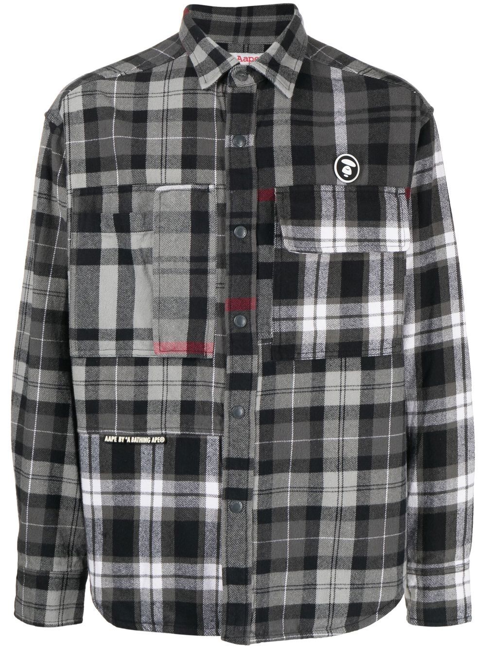 AAPE BY *A BATHING APE® checked logo-patch shirt - Grey