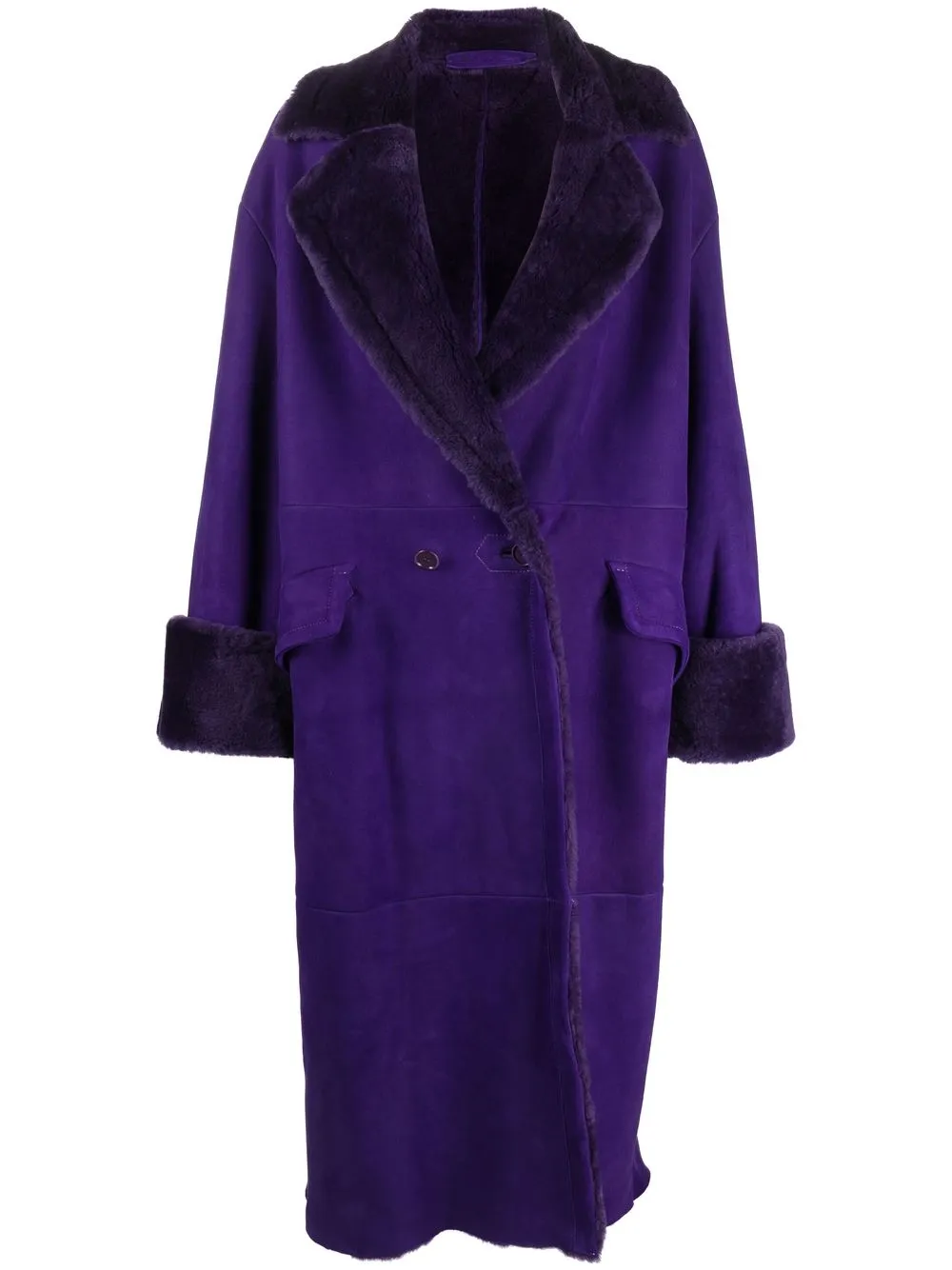 

Salvatore Santoro shearling long-length coat - Purple