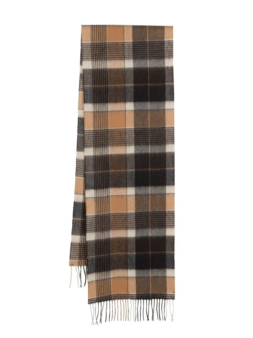 

Barbour check-pattern fringed scarf - Brown