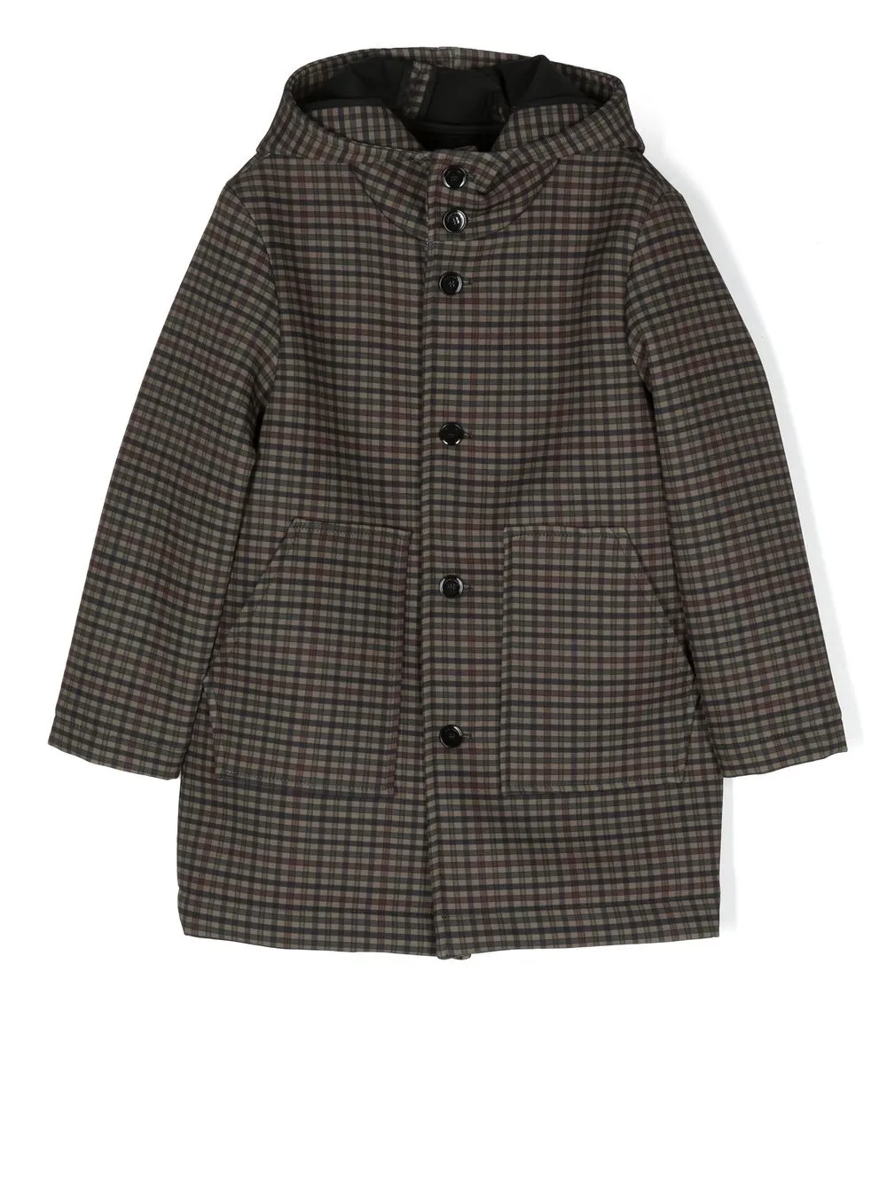 

Paolo Pecora Kids checked logo-print hooded coat - Green