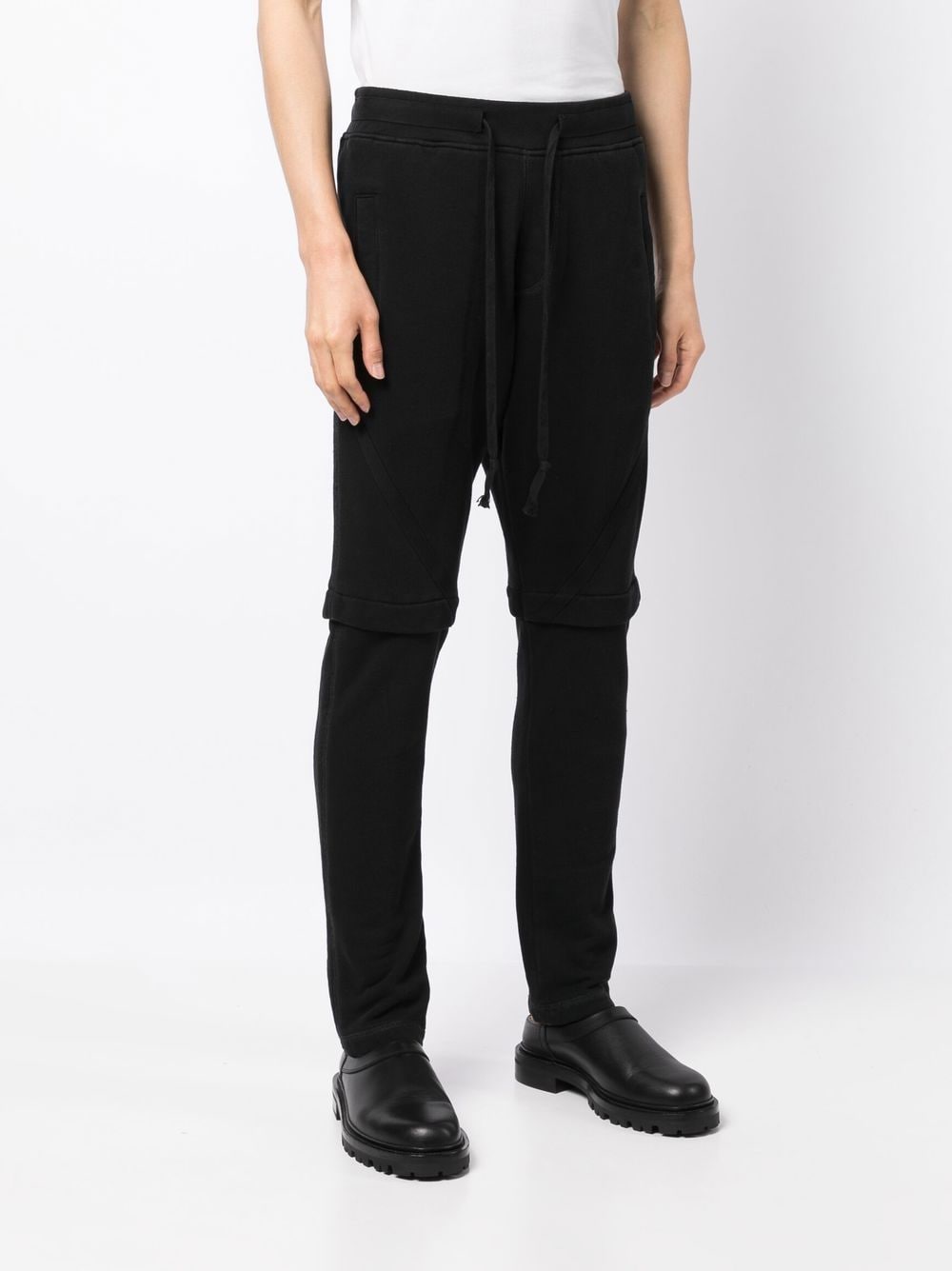 Shop Greg Lauren Drawstring Cotton Track Pants In Black