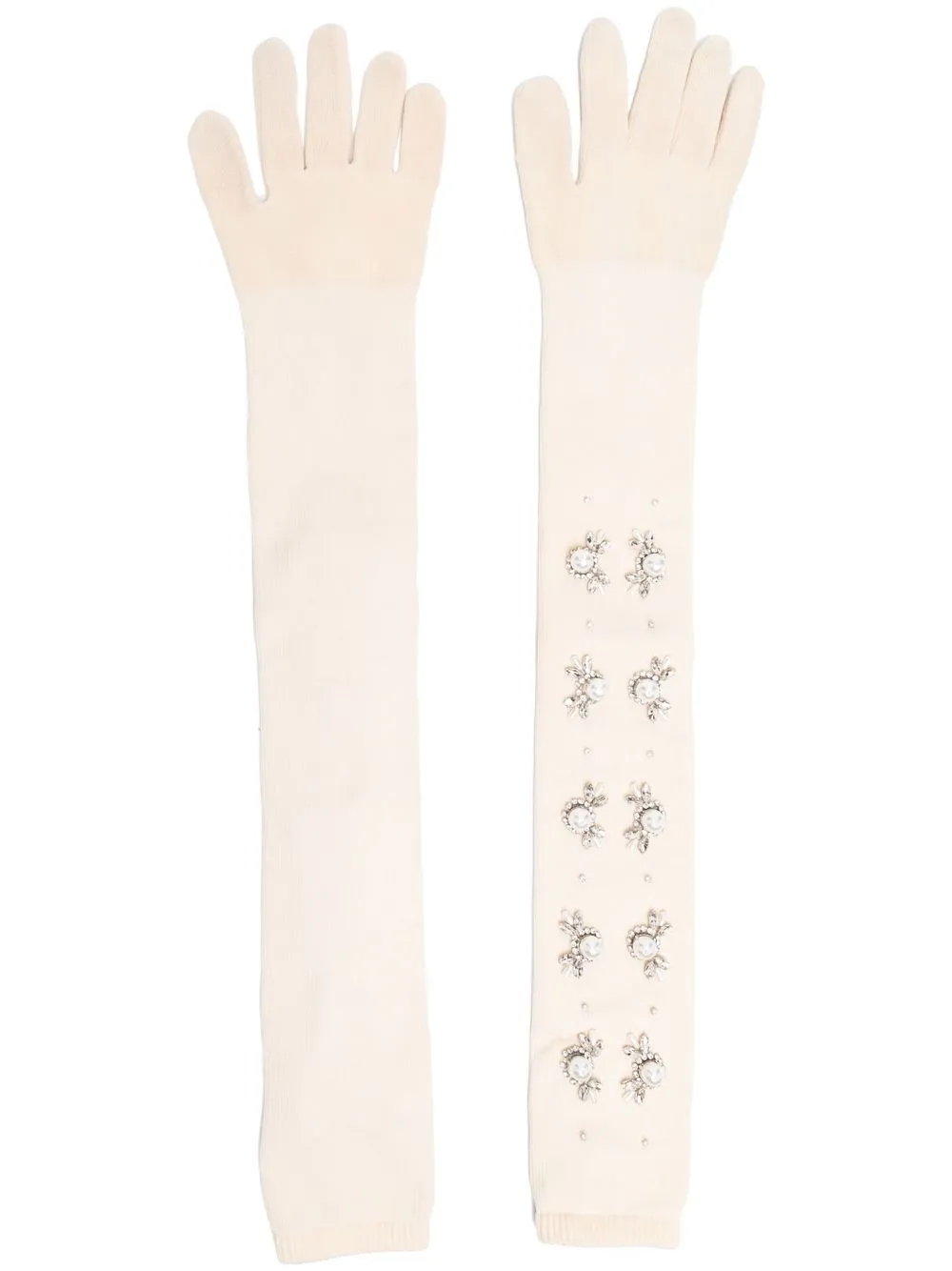 

Simone Rocha crystal-embellished long gloves - Neutrals