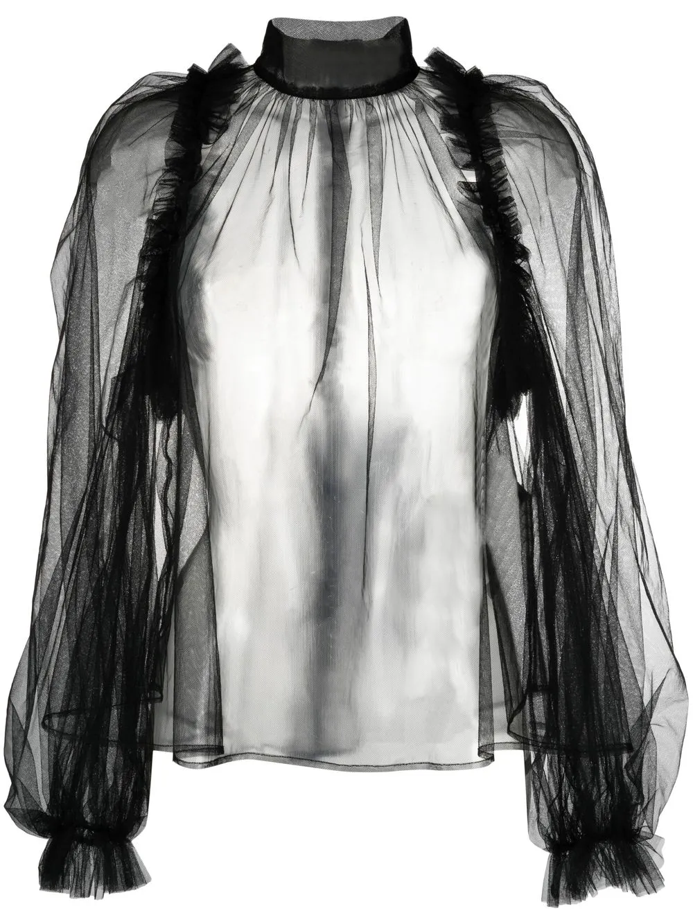 

Comme Des Garçons Noir Kei Ninomiya blusa con paneles transparente - Negro