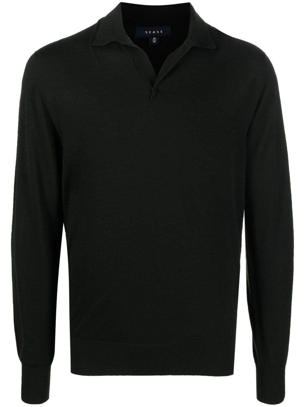 long-sleeve wool polo shirt