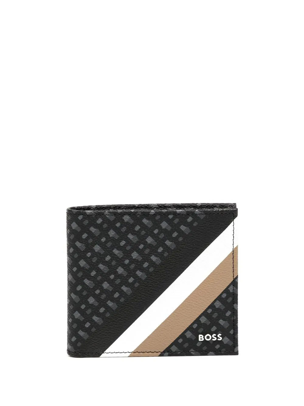 

BOSS striped logo-plaque wallet - Black