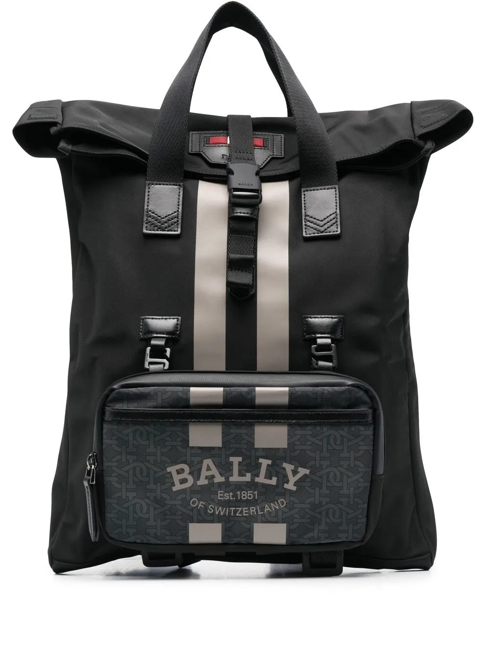 

Bally folded-top logo-print backpack - Black