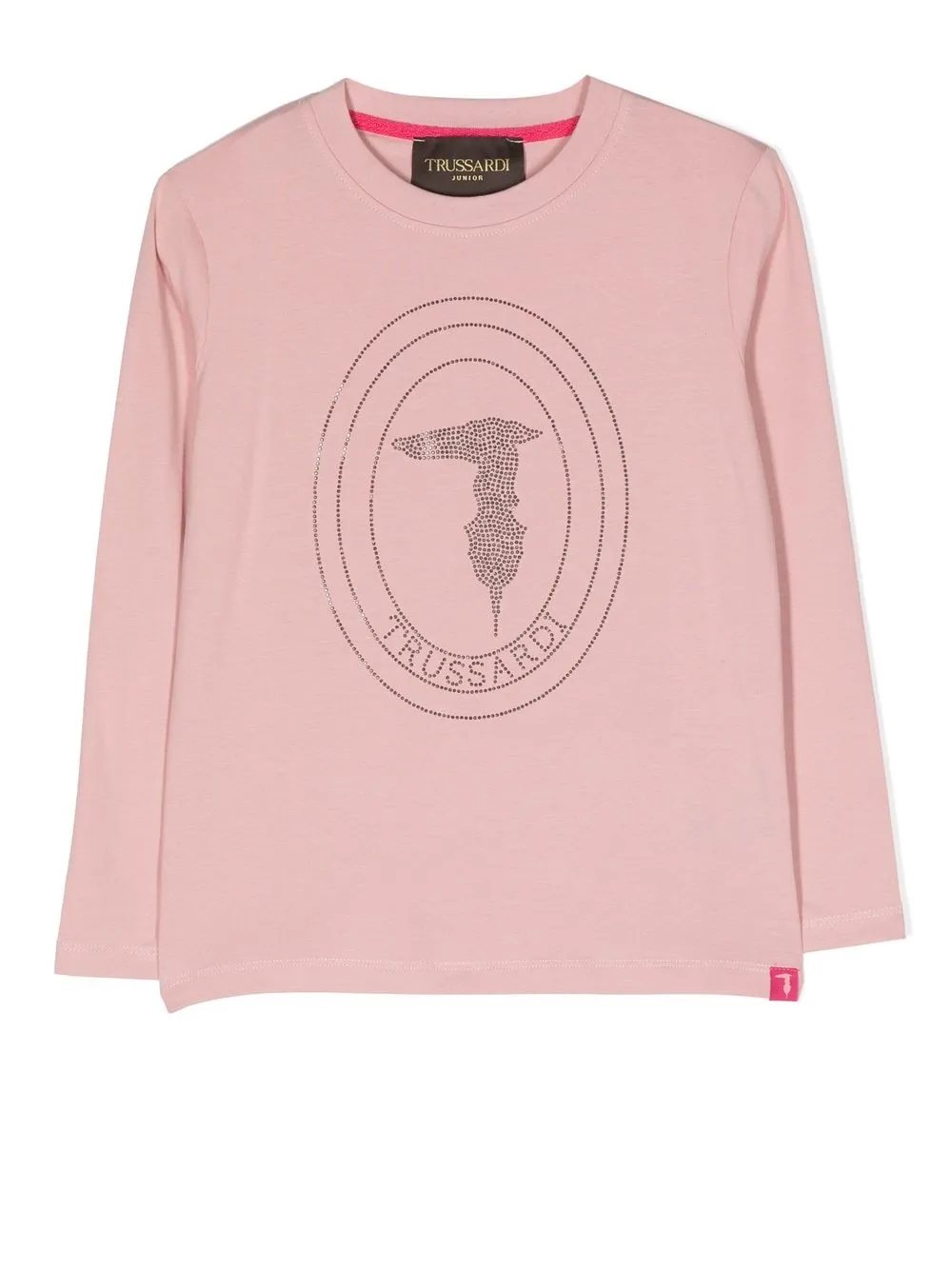 

TRUSSARDI JUNIOR rhinestone-embellished logo T-shirt - Pink