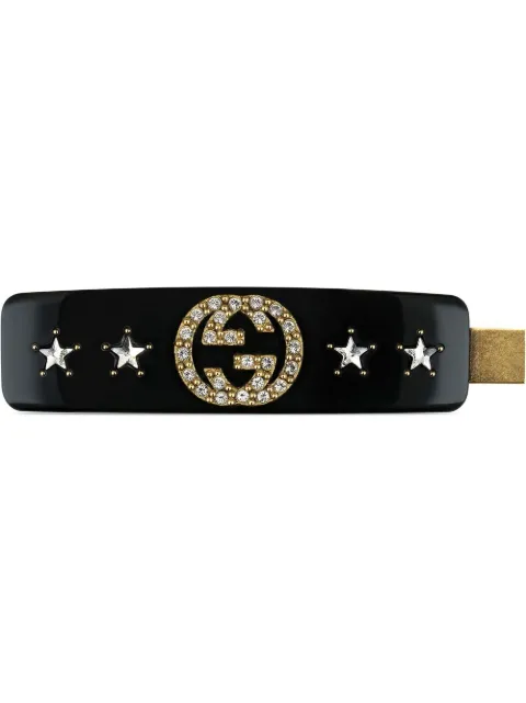 Gucci crystal-embellished Double G logo hairclip