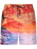 Dolce & Gabbana beach-print swim shorts - Red