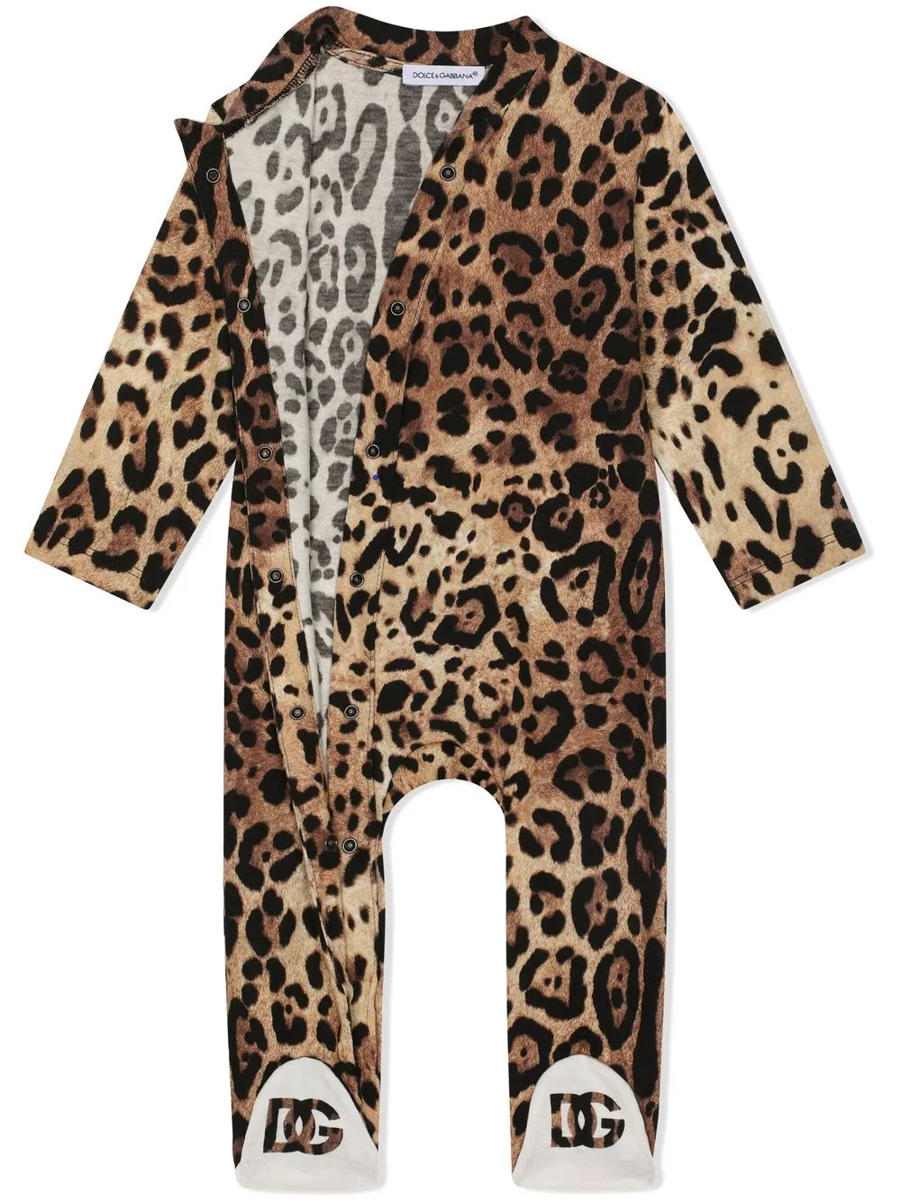 Shop Dolce & Gabbana Leopard-print Babygrow Set In Brown