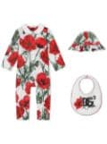 Dolce & Gabbana Kids poppy-print cotton baby grow gift set - White