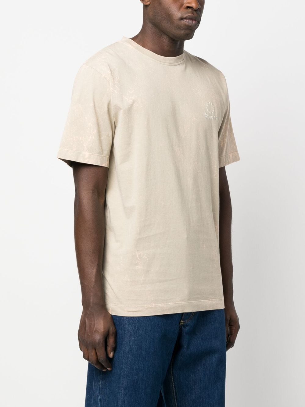 Shop Etudes Studio Logo-embroidery Bleached T-shirt In Nude