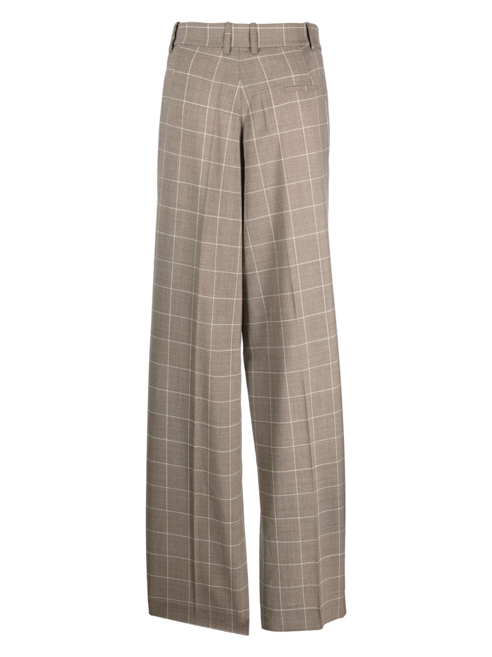 Shop Etudes Studio Windowpane-print Wide-leg Trousers In Brown