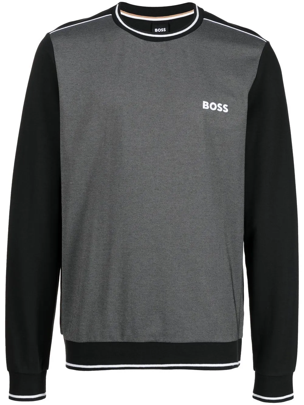 

BOSS embroidered-logo stripe-detail sweatshirt - Grey