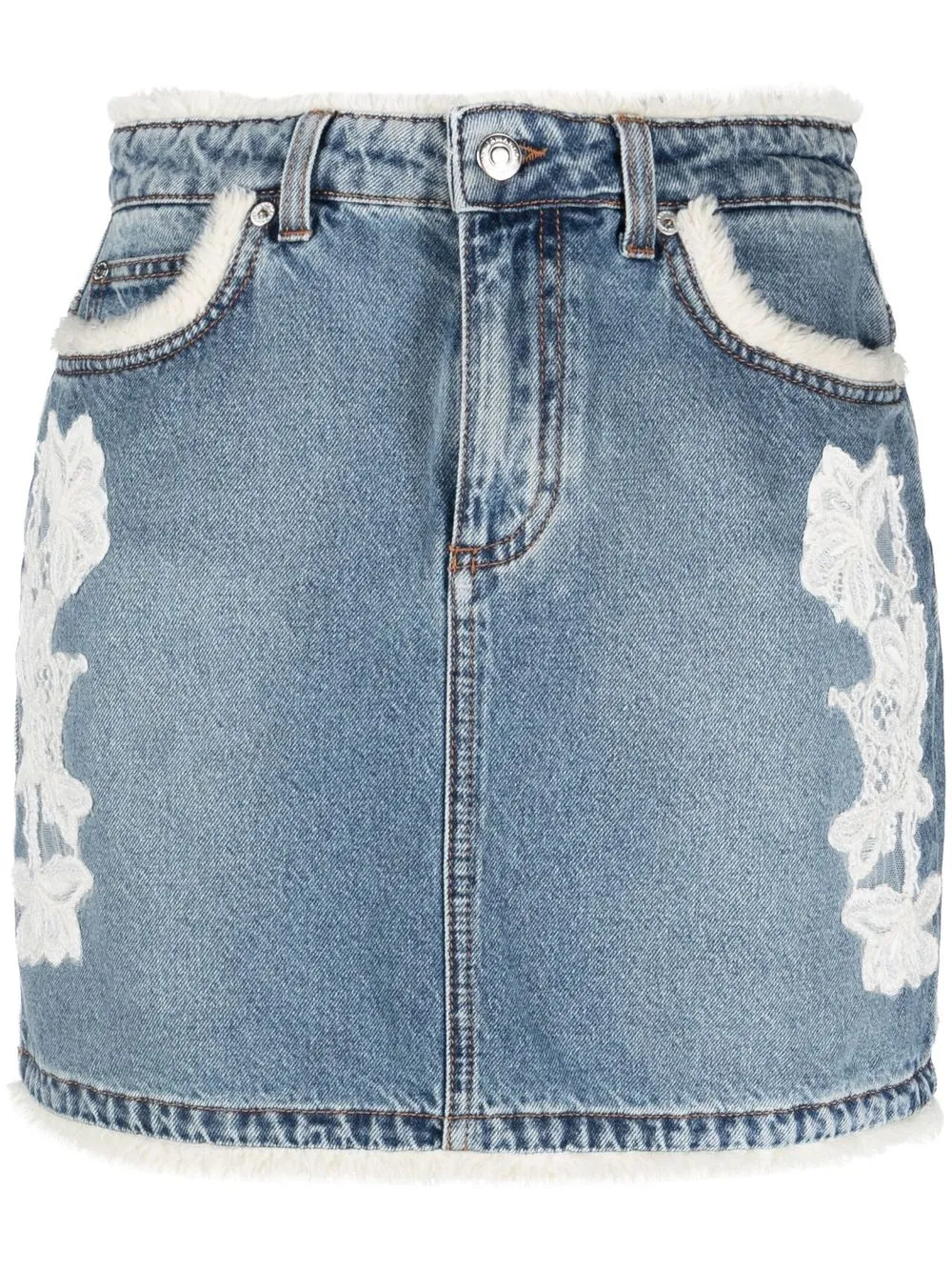 

Ermanno Ermanno appliqué-detail denim mini skirt - Blue