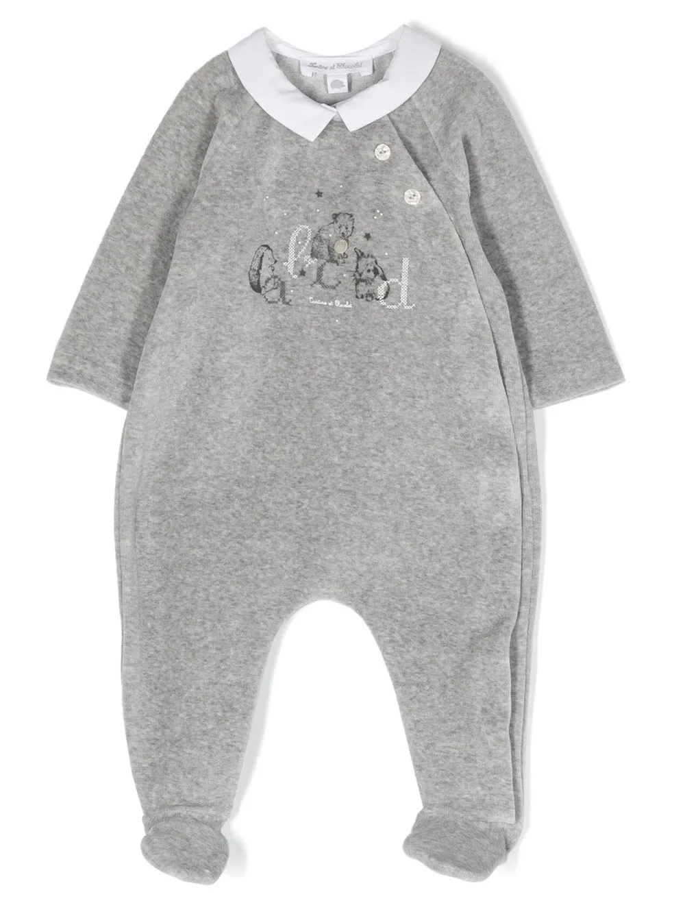 

Tartine Et Chocolat animal-print velour romper - Grey