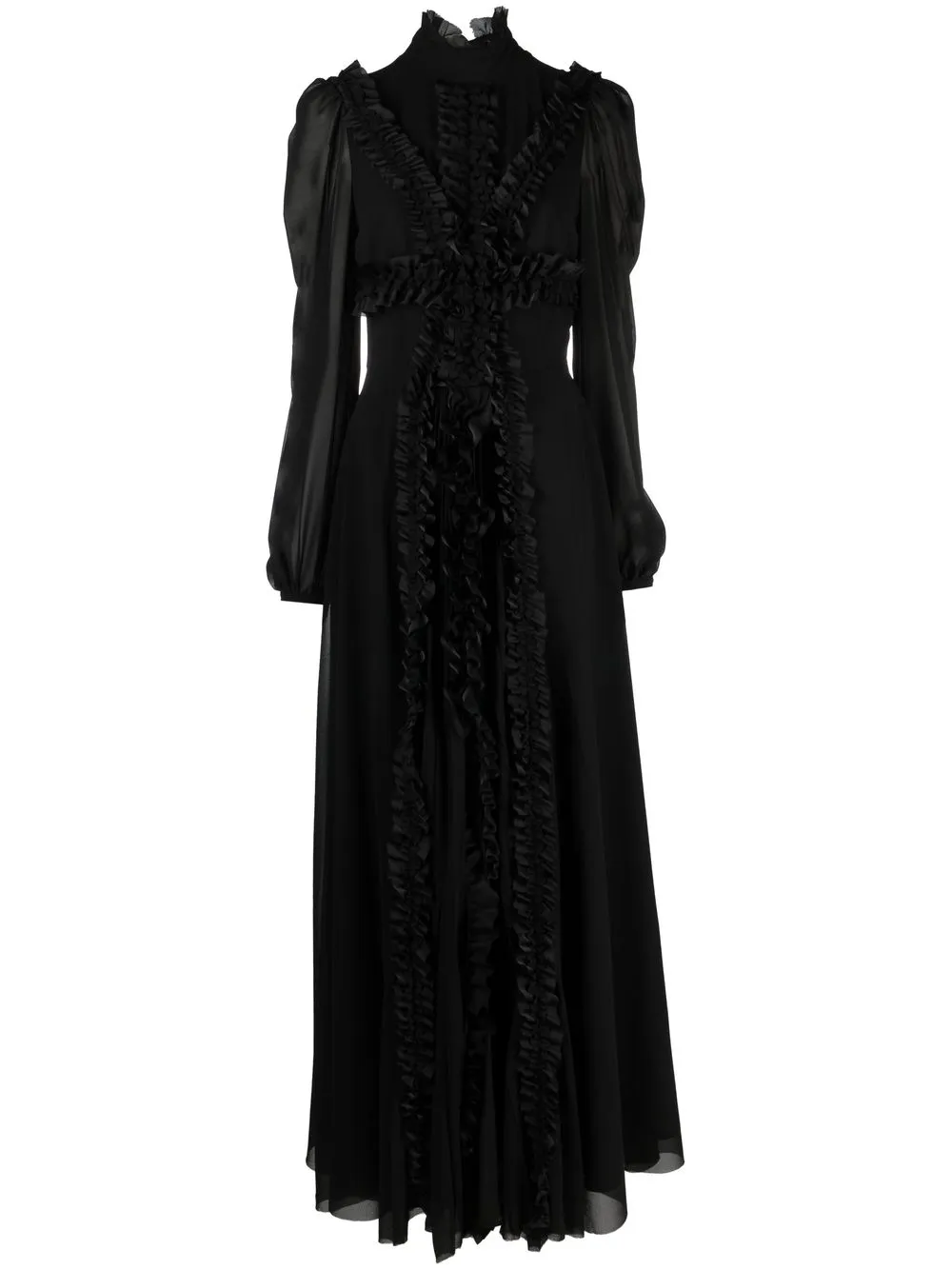 

John Richmond ruffle-trim midi dress - Black