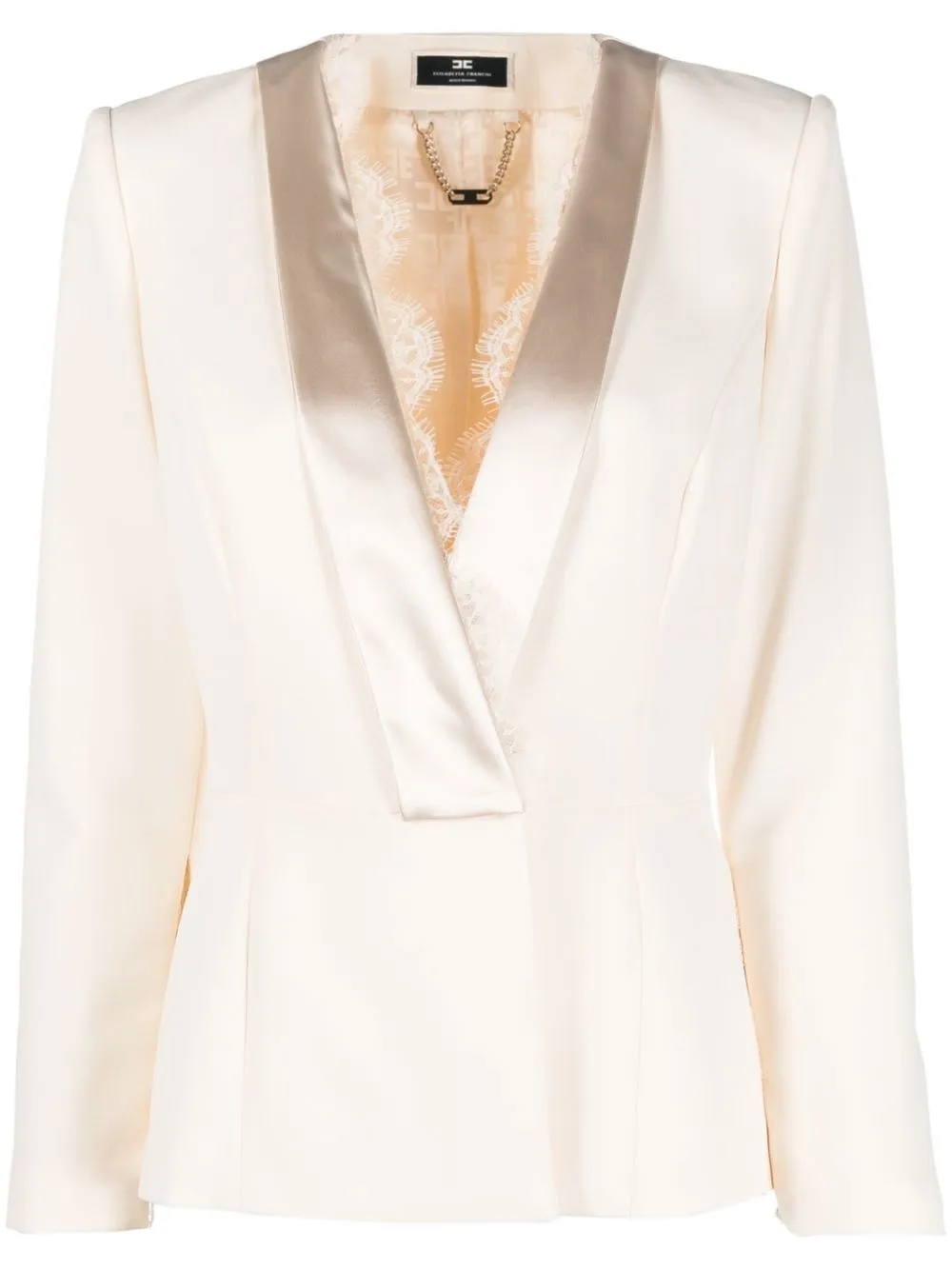 

Elisabetta Franchi lace-panel single-breasted blazer - Neutrals