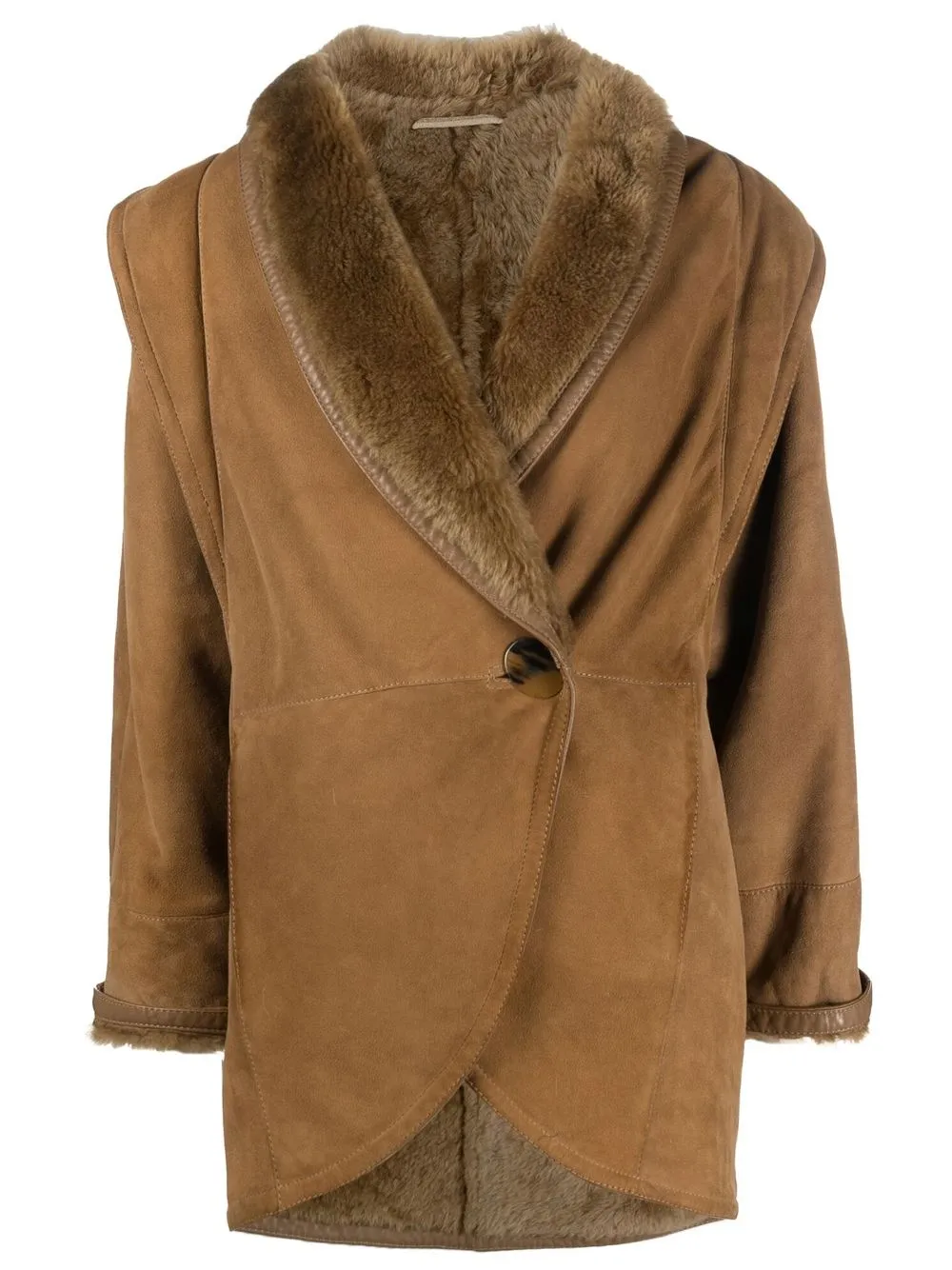 

A.N.G.E.L.O. Vintage Cult 1980s faux-fur trimmed sheepskin coat - CAMEL