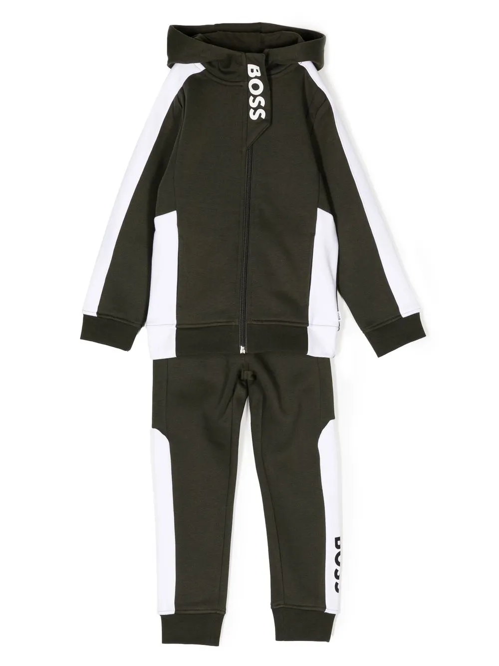 

BOSS Kidswear logo-print cotton tracksuit set - Green