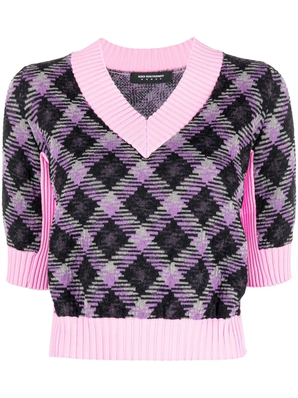 

Kiko Kostadinov Amber argyle-knit cropped jumper - Purple