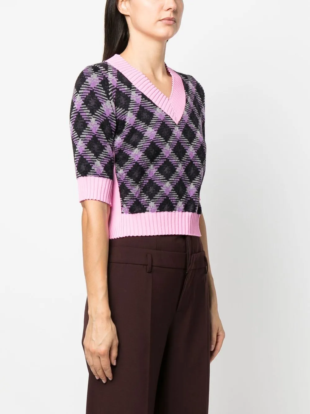 Kiko Kostadinov Amber Argyle knit Cropped Jumper In Purple ModeSens kiko-kostadinov-amber-argyle-knit-cropped-jumper-in-purple-modesens