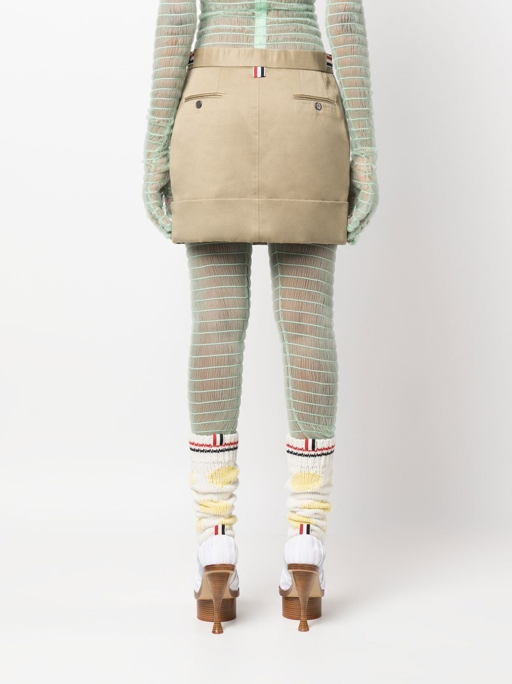 Shop Thom Browne Sack Cotton Miniskirt In Neutrals