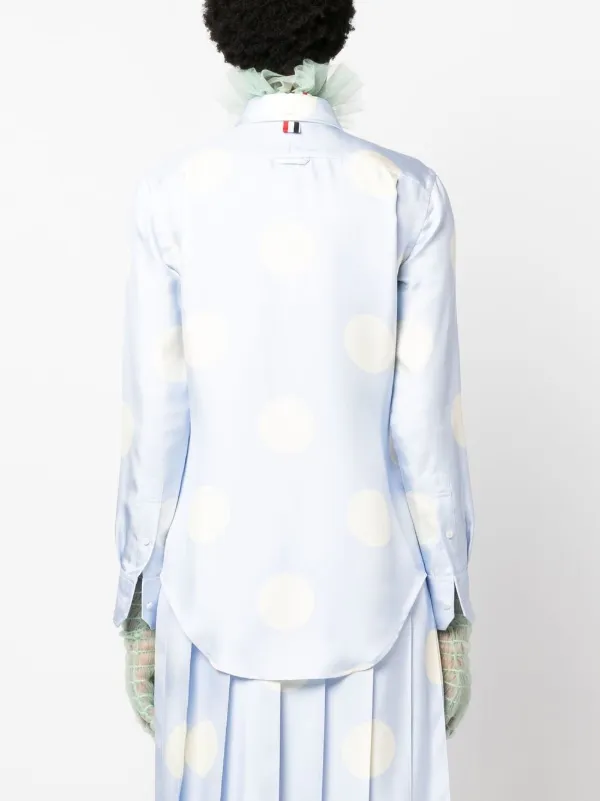 Thom Browne polka-dot Silk long-sleeve Shirt | Blue | FARFETCH