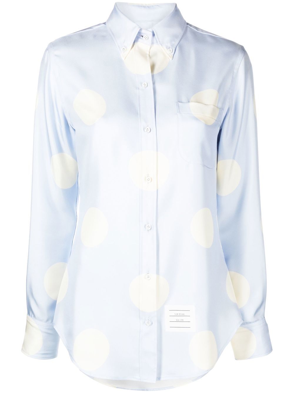 polka-dot silk long-sleeve shirt