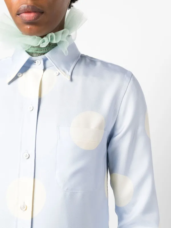 Thom Browne polka-dot Silk long-sleeve Shirt | Blue | FARFETCH