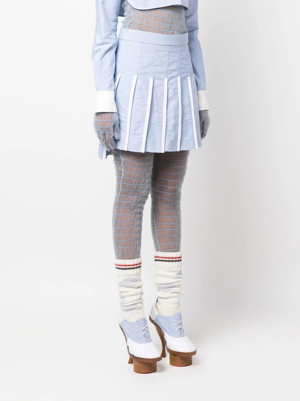 Thom Browne Pleated High-waist Skirt In Blue