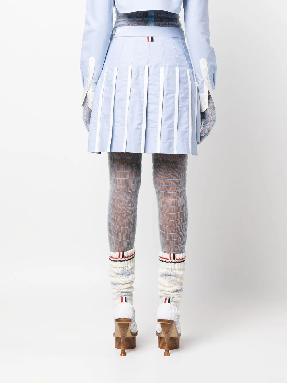 Thom Browne Pleated High-waist Skirt In Blue