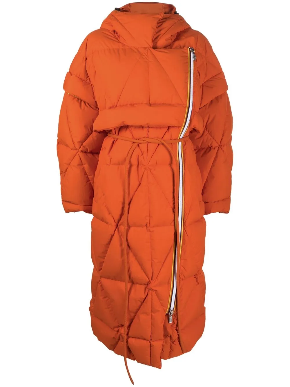 

K-Way R&D belted puffer coat - Orange
