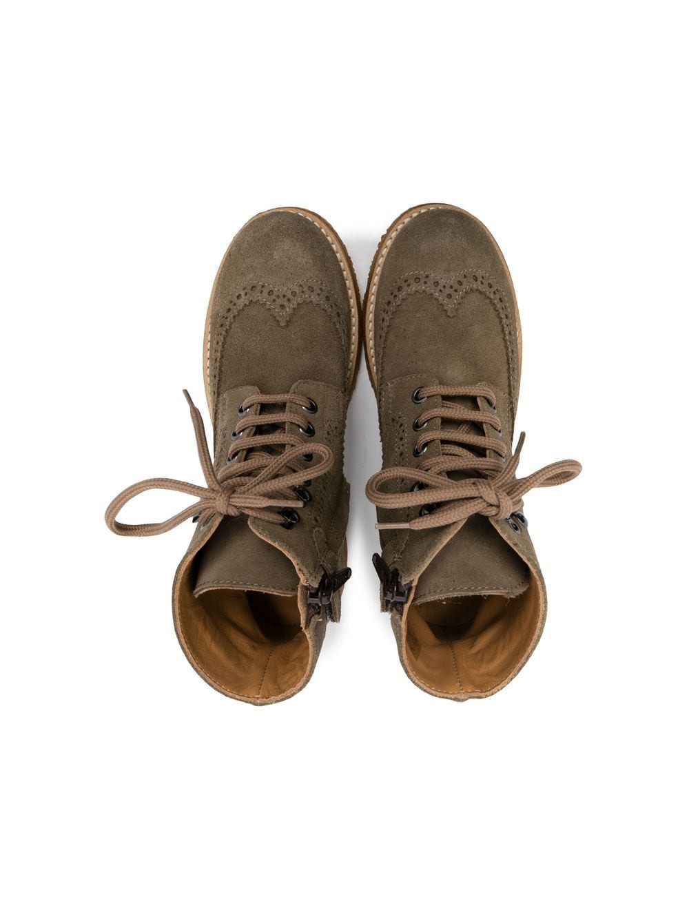 Shop Gallucci Lace-up Suede Brogue Boots In Brown