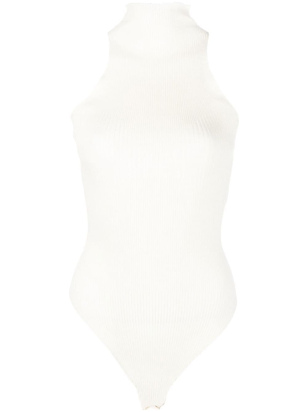 Aeron Ribbed-knit Sleeveless Bodysuit In Creme