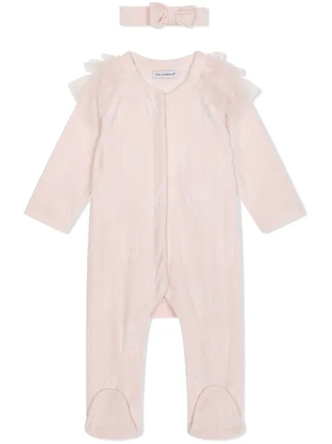 Dolce & Gabbana Kids monogram-debossed babygrow and headband set