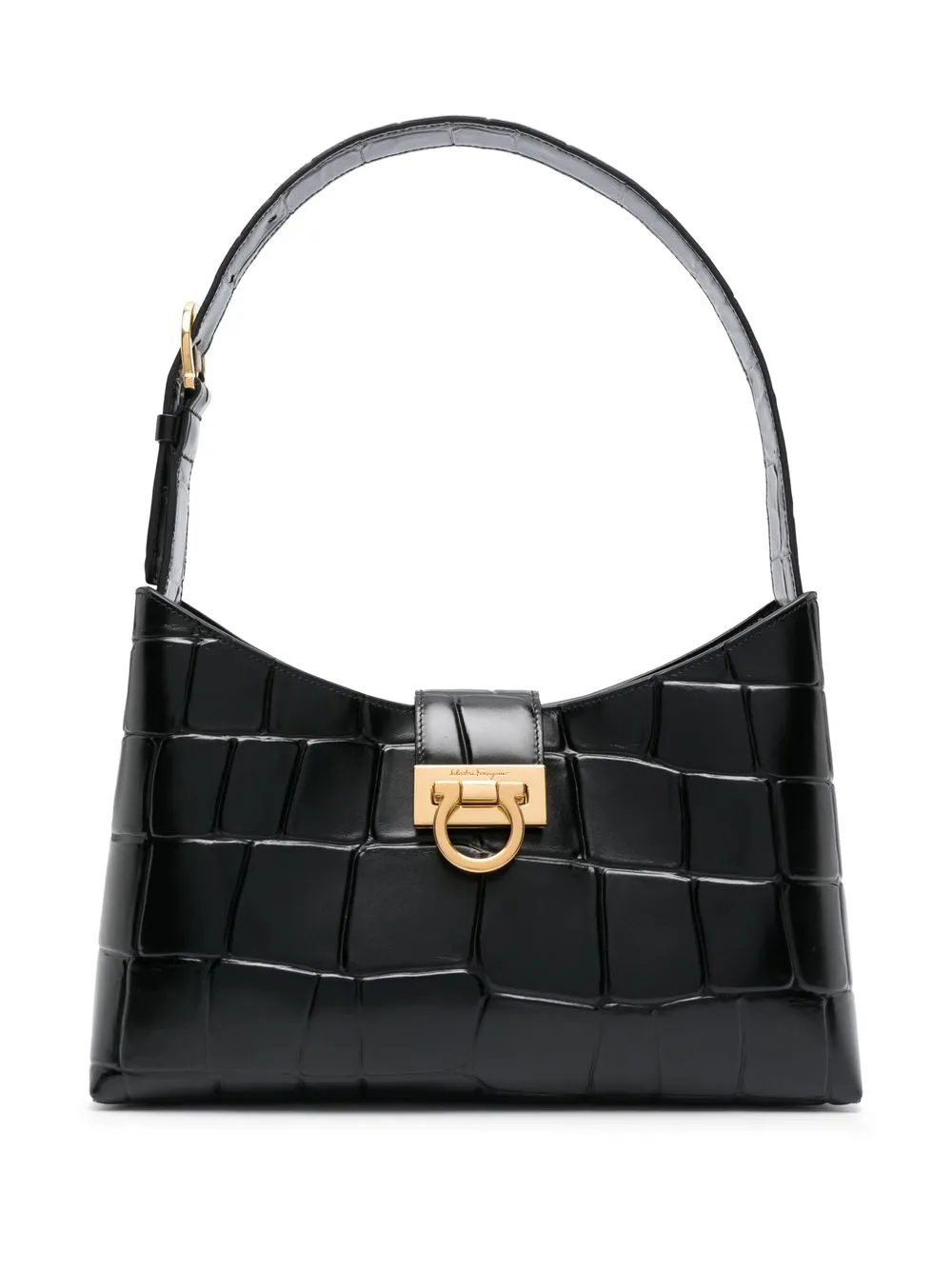 

Ferragamo leather crocodile-effect shoulder-bag - Black