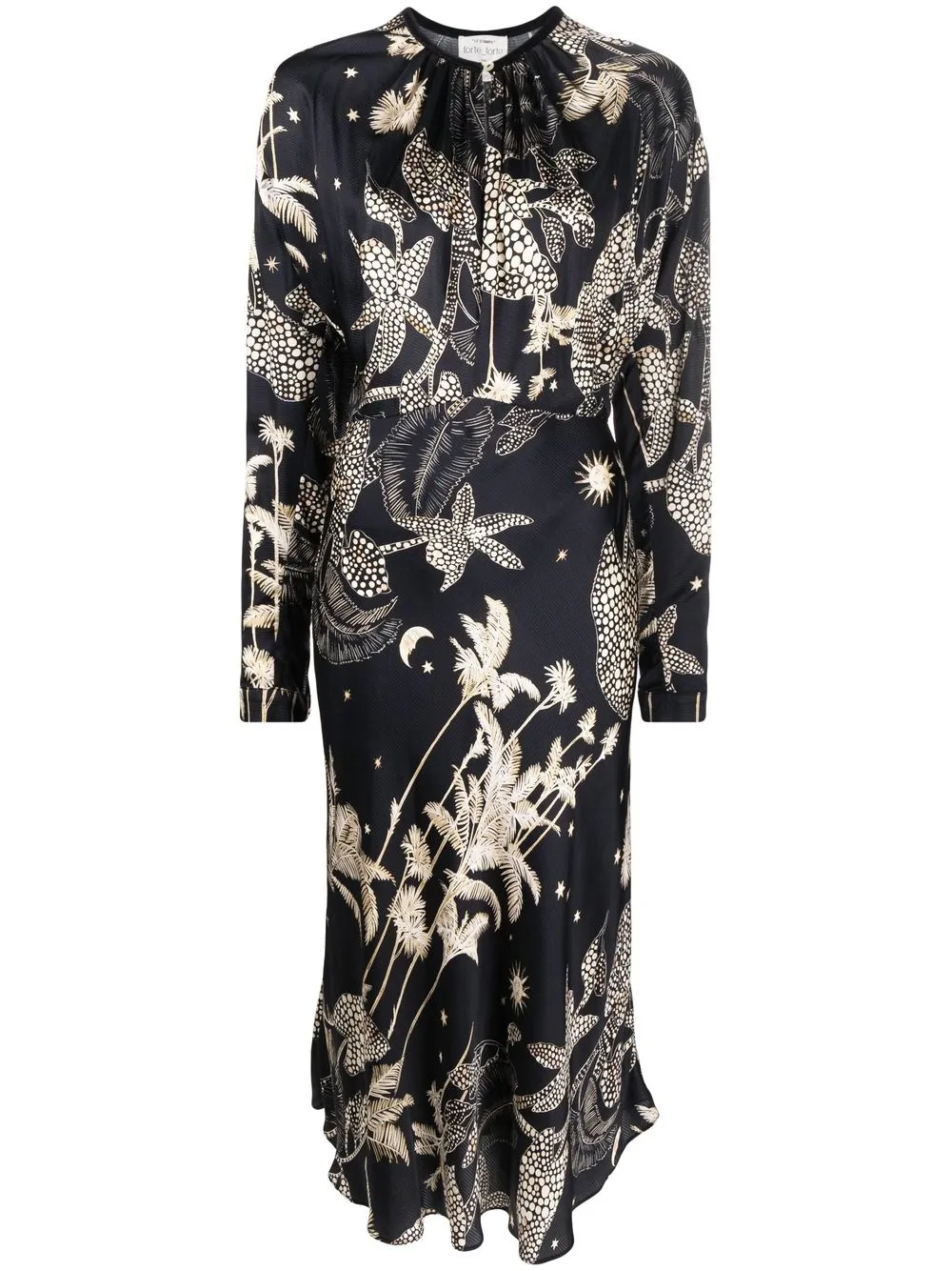 

Forte Forte graphic-print satin midi dress - Blue