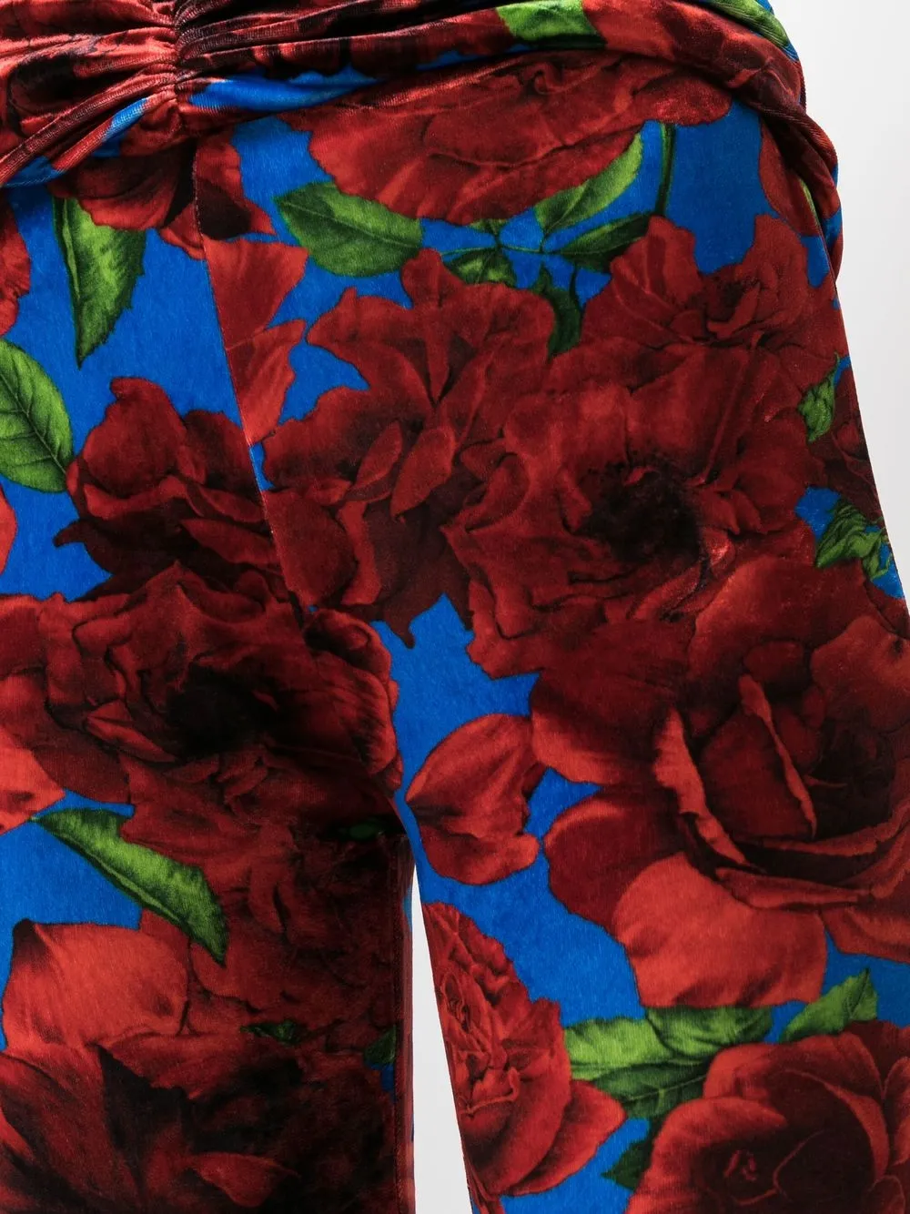 Magda Butrym Rose-print Velvet Leggings in Blue, view 5