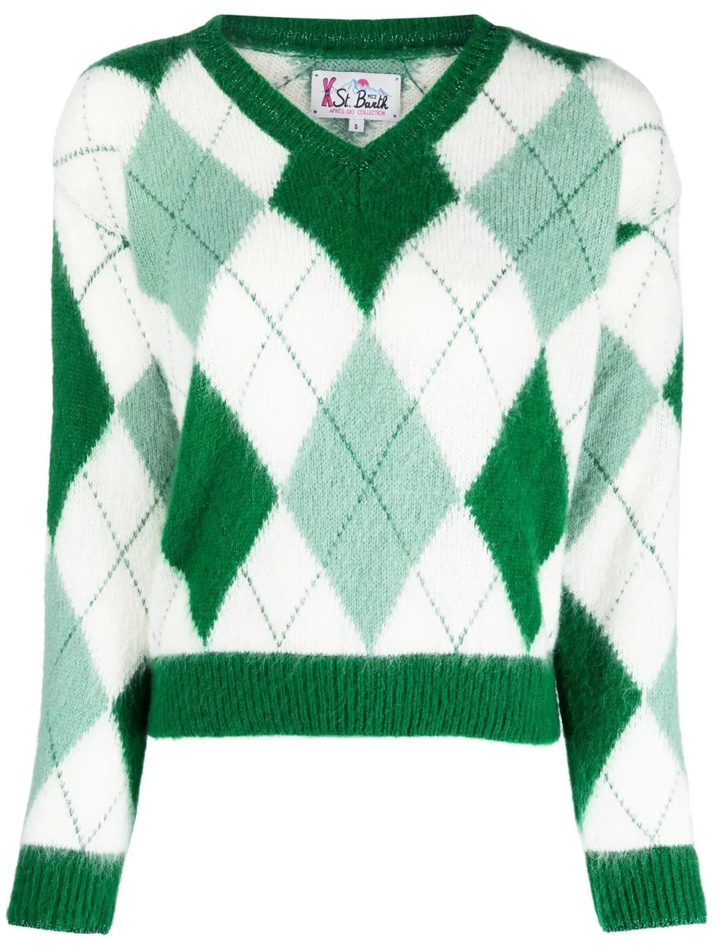 

MC2 Saint Barth argyle-print V-neck jumper - Green