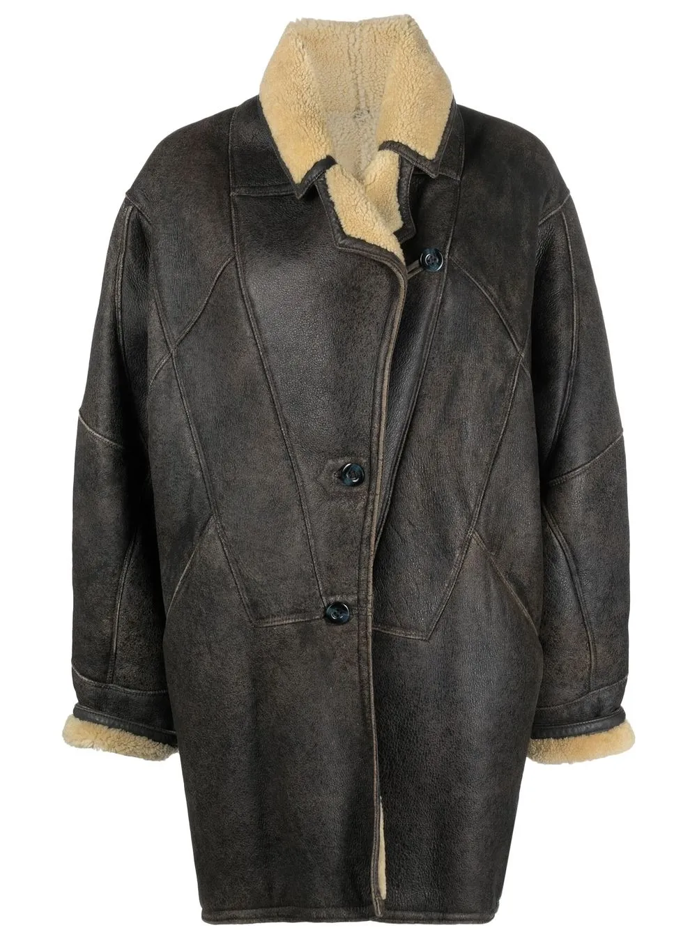 

A.N.G.E.L.O. Vintage Cult 1980s shearling-lined buttoned coat - Grey